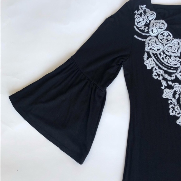 Black & White Printed Mini Dress 3/4 Sleeve - Picture 6 of 6